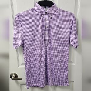 Collars and Co New S Dress Collar Polo Shirt Performance Purple Gingham